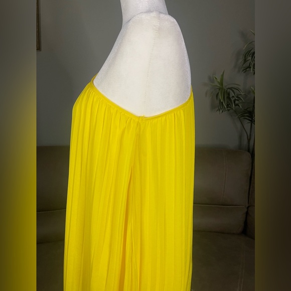 HD in Paris for Anthropologie Yellow Pleated One Shoulder Dress S Wedding Party - Picture 12 of 16
